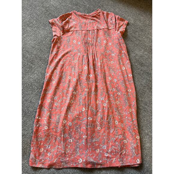 J.Jill Red Rocks Paisley T-Shirt Dress Medium Pintuck Pockets Casual - Picture 5 of 9